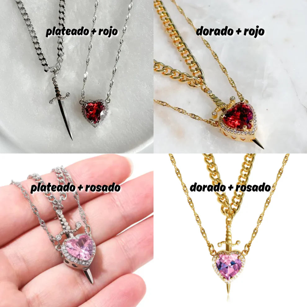 Collar corazón y espada / Envío gratis a todo el Perú