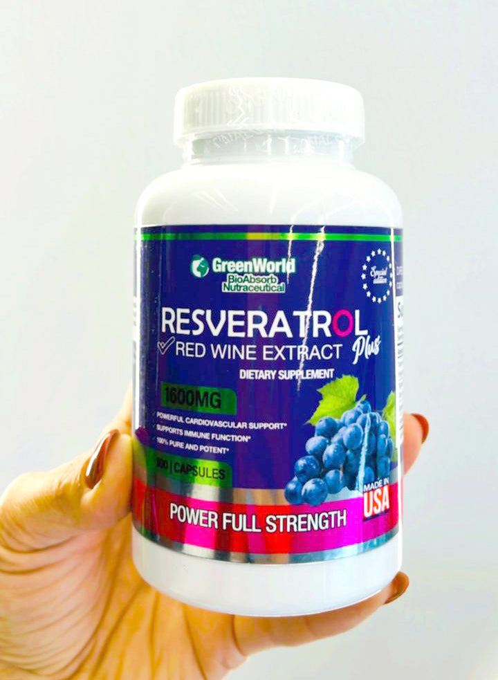 Resveratrol Americano 1600mg Green World 100 Capsulas. Nuevo Stock!!!!