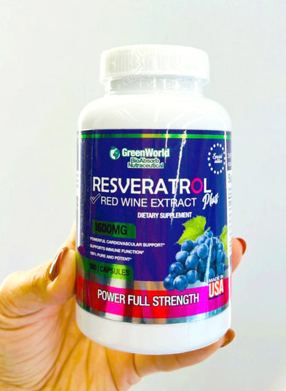 Resveratrol Americano 1600mg Green World 100 Capsulas. Nuevo Stock!!!!