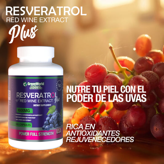 Resveratrol Americano 1600mg Green World 100 Capsulas. Nuevo Stock!!!!